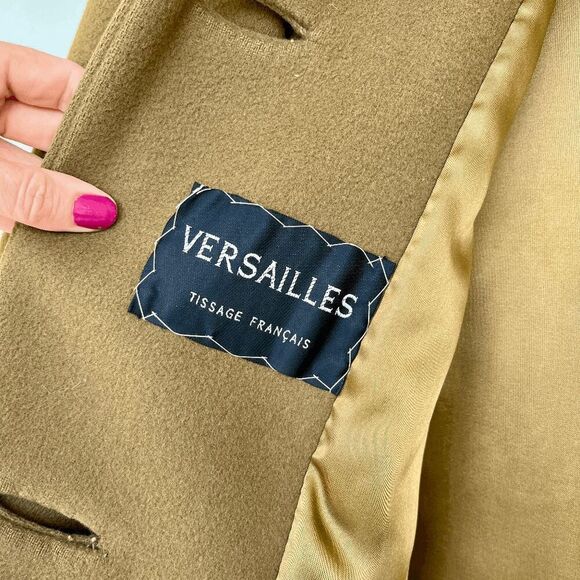 1950s Versailles Olive Wool Swing Coat Persian Lamb Fur Collar Union Made Canada - Picture 13 of 13